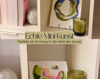 Abstraktes Mini-Kunstwerk auf Baumwollpapier | Überraschungsbild in A4 oder A5 | Wunschfarbe & optional mit Rahmen | abstract Art