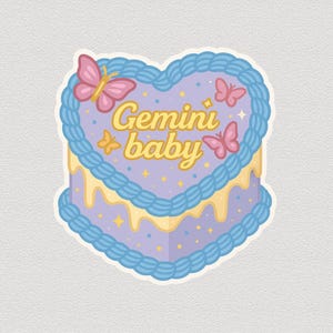 Gemini Baby Cake Vinyl Sticker - Geburtstag Dekor, süßes Geschenk für Zwilling, Sternzeichen Aufkleber, Laptop Dekor, Flasche Dekor