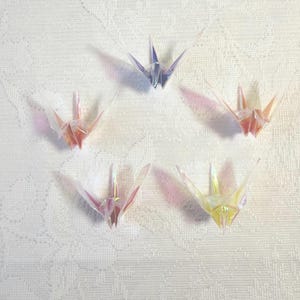 Colorful Transparent Origami Cranes – Handmade Set of 7