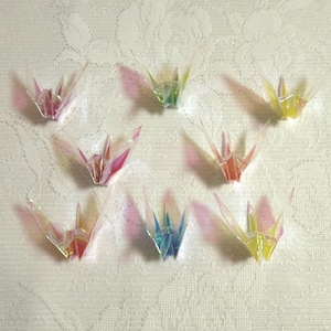 Colorful Mini Transparent Origami Cranes – Handmade Set of 10