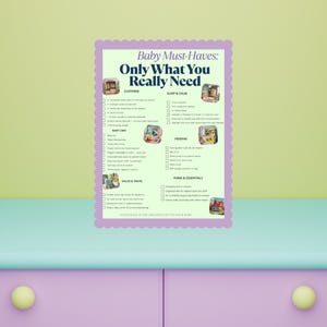 Liste de contrôle des indispensables du nouveau-né | Liste de courses pour bébé imprimable | PDF minimaliste des indispensables pour bébé