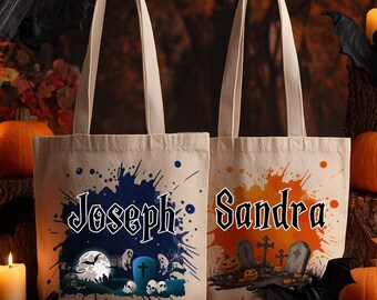 Personalized Halloween Tote Bag: Spooky Trick-or-Treat Candy Bag