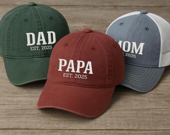 Embroidered Custom Baseball Cap: Personalized Dad/Mama Hat, EST Year