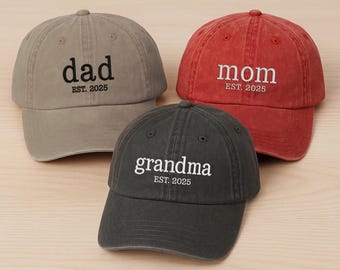 Embroidered Custom Text Baseball Cap or Trucker Hat: Personalized Dad/Mama Gift