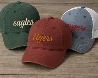 Custom Embroidered Team Name Hat: Personalized Baseball Cap or Trucker Hat