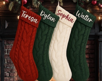Personalized Embroidered Knit Christmas Stocking: Custom Holiday Decor