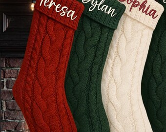 Personalized Embroidered Knit Christmas Stocking: Custom Holiday Decor