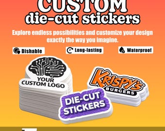 Custom Waterproof Die Cut Stickers, Personalized Vinyl Stickers, Durable Dishwasher Safe Packaging Stickers, Your Logo Your Design Sticker