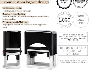 Personalized Logo Stamp, Custom Rubber Stamp For Business, Round & Rectangular Self Inking Stamp, Personalized Logo Text Stamp For Brands