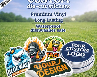Your Logo Your Design Sticker, Custom Waterproof Die Cut Stickers, Personalized Vinyl Stickers, Durable Dishwasher Safe Packaging Stickers