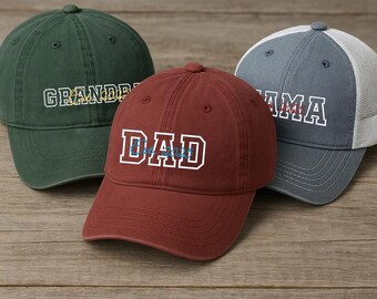 Custom Embroidered Trucker Hat: Personalized Text, Dad & Mama Gift
