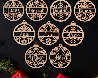 Personalized Christmas Ornament: Engraved Birch Plywood Snowflake