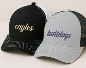 Custom Embroidered Team Name Hat: Personalized Baseball Cap or Trucker Hat