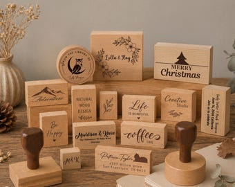 Custom Wood Logo Stamp, Personalized Small Business Branding Stamp, Round Rectangle Self-Inking Stationery Stamp, Office Staff