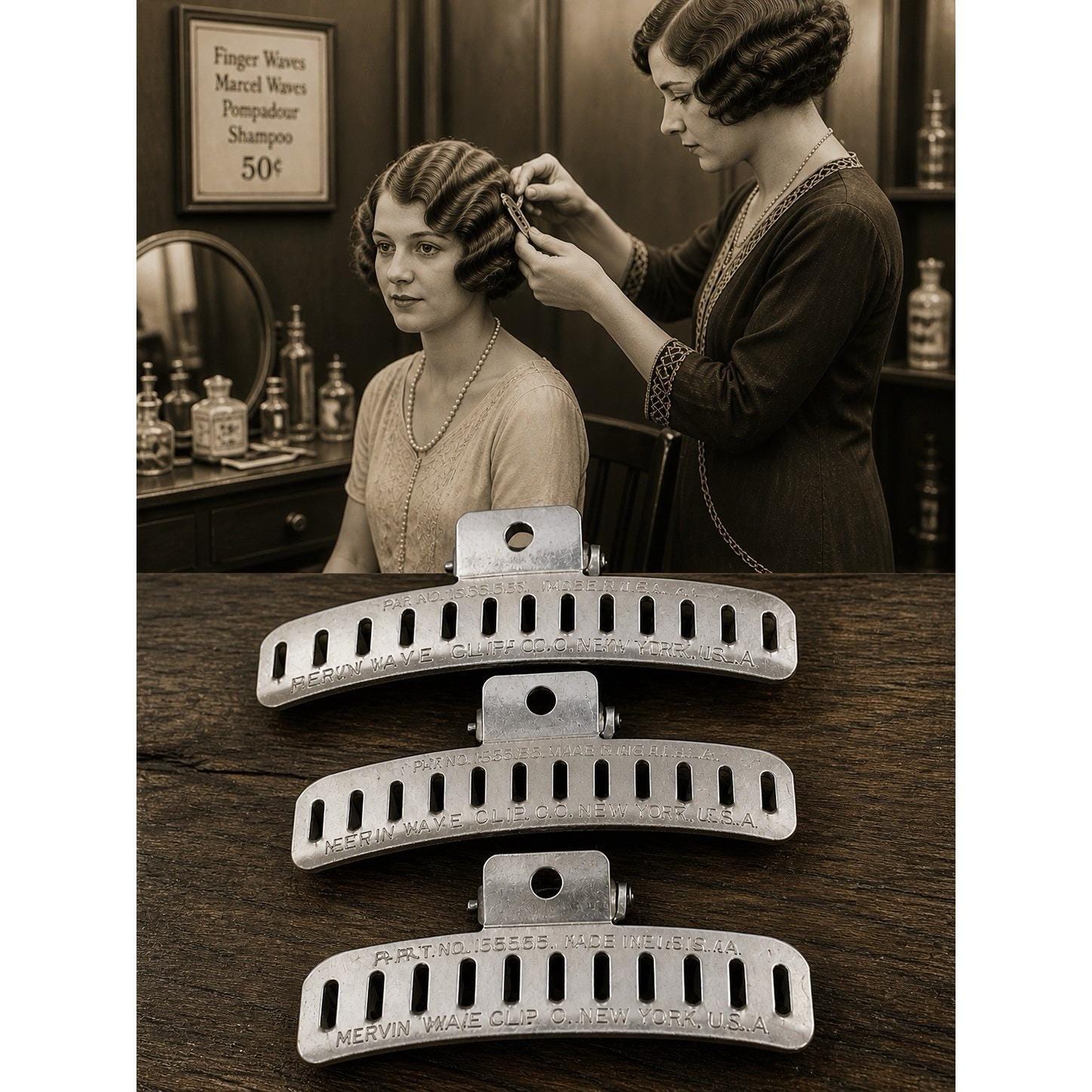 Vintage Genuine 1940’s Mervin Wave Clip Co Hair Flapper Style Aluminum Rare 1940s Mervin Wave Clip Co. Flapper Hair Styler - Etsy main image 3