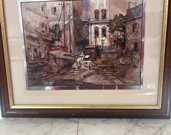 Lionel Barrymore Vintage Purdy's Basin Goldfolie geätzter Passepartout-Rahmen 10x12 MCM