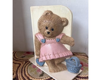 1997年製 女の子用テディベア ブックエンド ホームインテリア コテージ 子供部屋 赤ちゃん 幼児