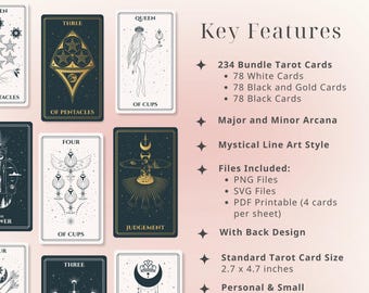 234 Tarot Card Bundle Printable, Tarot Cards Bundle SVG PNG PDF