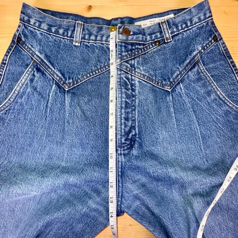 Jeans vintage Mme Rocky Mountain Wrangler : denim western plissé taille haute image 4
