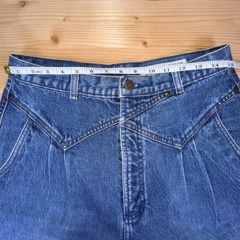 Jeans vintage Mme Rocky Mountain Wrangler : denim western plissé taille haute image 3