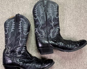 Justin 8733 ブラック フルクイル オーストリッチ カウボーイブーツ メンズ サイズ 11.5 D 美品