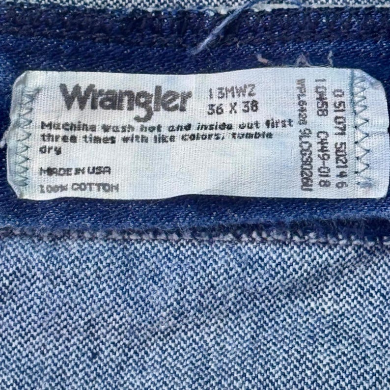 Vintage Wrangler 13MWZ Cowboy Cut Jeans 36x38 USA Made Dark Wash Western image 3