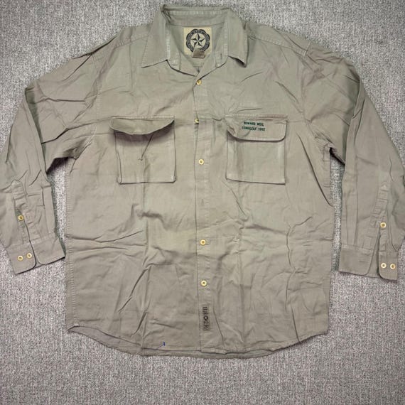 Vintage Banana Republic B.R.C.R. Civilian Reserve Khaki Safari Shirt Large