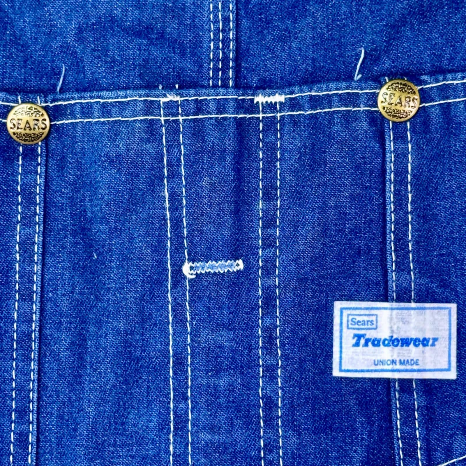 Vintage Sears Tradewear Denim Overalls 34x32 Union Made USA