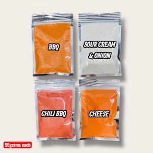 Aardappelfrietpoeder (kaas, barbecue, zure room, chili-barbecue) - Made in Philippines