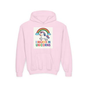 Unicorn Believer Hooded Sweatshirt, Youth Sweatshirt, Kids Unicorn Hoodie, Rainbow Sweatshirt for Girls, Magical Gifts for Birthdays
