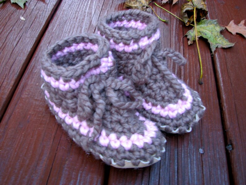 Crocheted Toddler Slipper with Leather and Sheepskin Sole Etsy