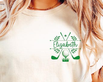 Custom Name Golf Shirt, Comfort Colors Golfer Name Pocket Print T-shirt