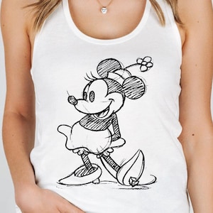 Disney Classic Minnie Mouse Tank Top, Retro Black White Mouse Tank Top, Disneyland Holiday Vacation Crop Top, Magical Kingdom Tank Top