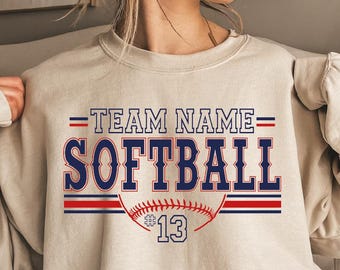 Sweat-shirt mascotte de softball personnalisé, sweat à capuche personnalisé esprit d'équipe de softball, pull de maman de softball