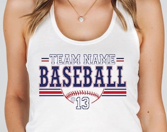 Custom Baseball Team Tank Top, Personalized Baseball Mascot Crop Top, School Baseball Racerback Tank Top