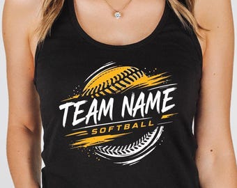 Custom Softball Team Tank Top, Softball School Spirit Crop, Game Day Racerback