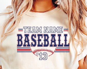 Camiseta de béisbol personalizada, camiseta con nombre de equipo de béisbol, camiseta personalizada de equipo de béisbol, camiseta de mamá de béisbol, camiseta con logotipo de béisbol
