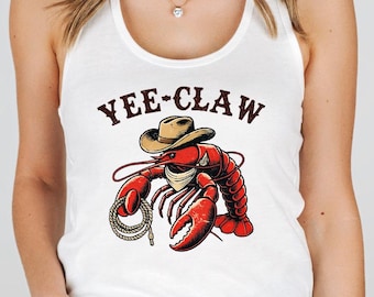 Crawfish Tank Top, Cowboy Crawfish Crop Top, Crawfish Season Racerback Tank Top