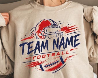 Sudadera personalizada con mascota de fútbol, sudadera con capucha con espíritu futbolístico, suéter con nombre y número del equipo.