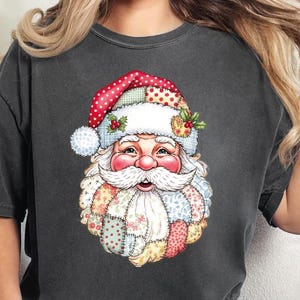 Comfort Colors Christmas Santa Claus Shirt, Patchwork Santa Claus Tshirt, Colorful Santa Shirt, Merry Christmas Tee,  Santa Claus Xmas Tee