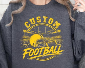 Sudadera personalizada con mascota de fútbol, sudadera con capucha vintage de estadio de fútbol, suéter con casco.