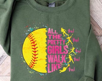 Sudadera "All The Pretty Girls Walk Like This", suéter para jugadora de softbol, sudadera con capucha para el día del partido de softbol.