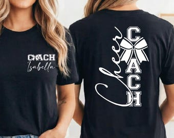 Camiseta de entrenador de porristas personalizada con colores cómodos, camiseta del mejor entrenador de porristas, camiseta coqueta de entrenador de porristas, camiseta con nombre de entrenador de porristas, BP