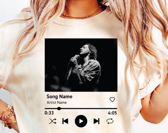 Comfort Colors Custom Song Name And Photo Shirt, Custom Song Name Tshirt, Personalized Favorite Song Tee, Music Player Shirt