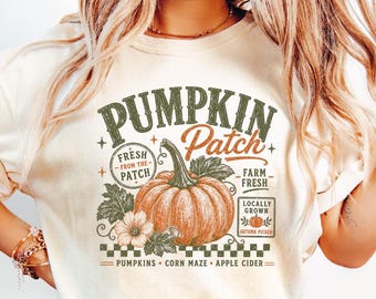 Camiseta retro de calabazas, camiseta Comfort Colors de temporada de calabazas, camiseta de Halloween