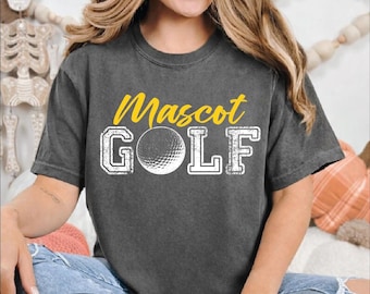 Custom Mascot Golf Shirt, Personalized Golf Team Tshirt, School Color Mascot Tee, Custom Golf Mama Shirt, Custom Mascot Golf Name Tee