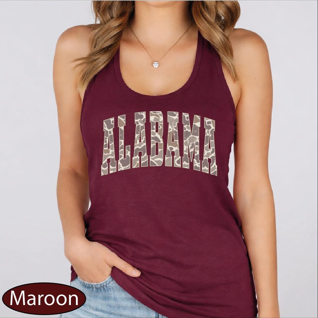 Camo Alabama Tank Top, Camouflage Design Bama Crop, Varsity Alabama V ...
