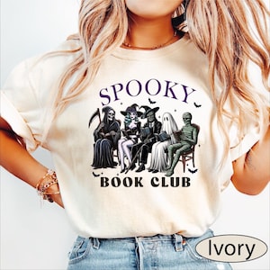 Spooky Book Club Shirt, Spooky Readers Halloween Tshirt, Ghost Reading Books Shirt, Skeleton Book Shirt,  Halloween Book Lover Gift