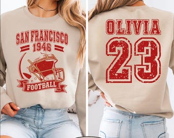 Sudadera personalizada de fútbol americano de San Francisco, nombre y número de la camiseta, sudadera con capucha de San Francisco, BP