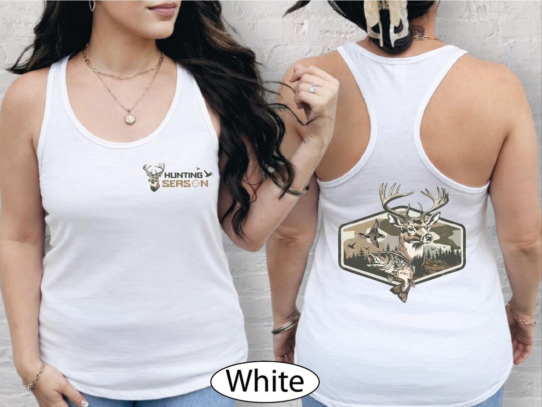 Deer Duck Fishing Tank Top, Camo Hunting Women Crop Top, Old School ...
